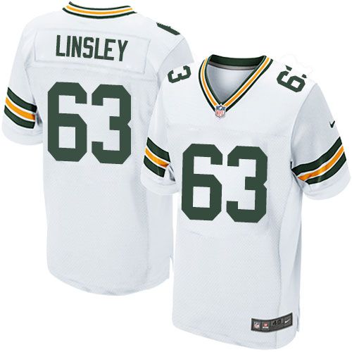 Nike Packers #63 Corey Linsley White Men's Stitched NFL Elite Jersey - Click Image to Close
